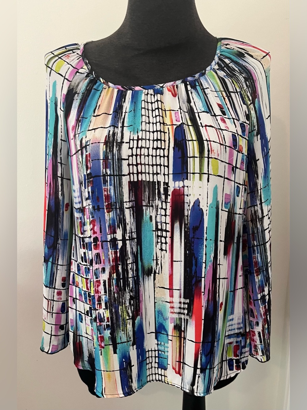 Spense Multicolor Brushstroke Print Blouse